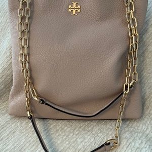 Tory Burch Beige Handbag with Gold Chain Handle